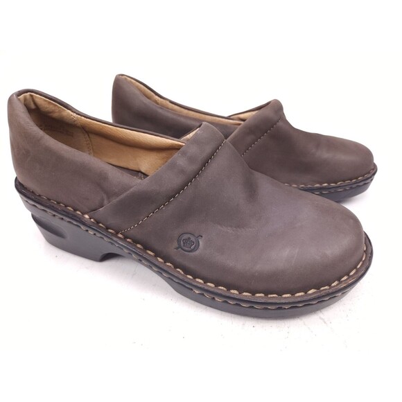 Born Size 7 M Brown Clog Shoes Leather Women B72523 - Picture 3 of 10